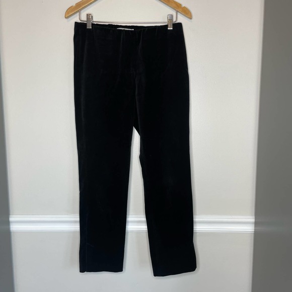 VINCE Black Velvet Cropped Split Hem Stretch Pants Pull On Style size Small - Picture 5 of 6